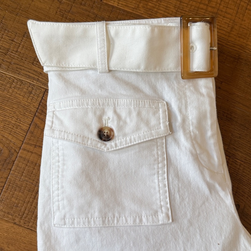 LOFT White Wide-Leg Cropped Belted Pants - Picture 5 of 7